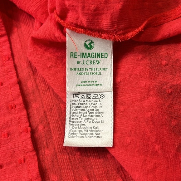 J. Crew Novelty Artist Top Swiss Dot Ruffle Red Geranium Size Medium - Picture 9 of 12